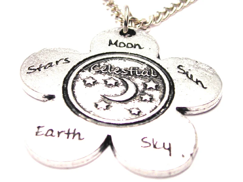 gemstone layered necklaces -The Celestial Flower Large Single Charm Necklace