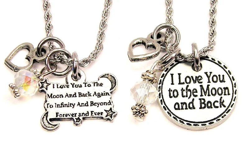 crystal necklaces for women -I Love You To The Moon And Back Set Of 2 Rope Chain Necklaces