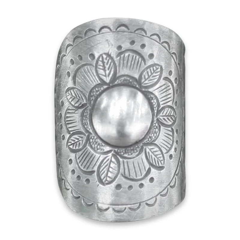 art deco rings for women -Novica Handmade Majestic Sunflower Sterling Silver Flower Wrap Ring