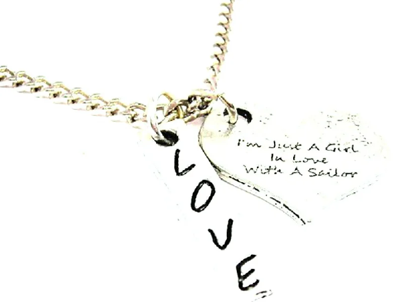 birthstone necklaces for women -I'm Just A Girl In Love With A Sailor Love Stick Necklace