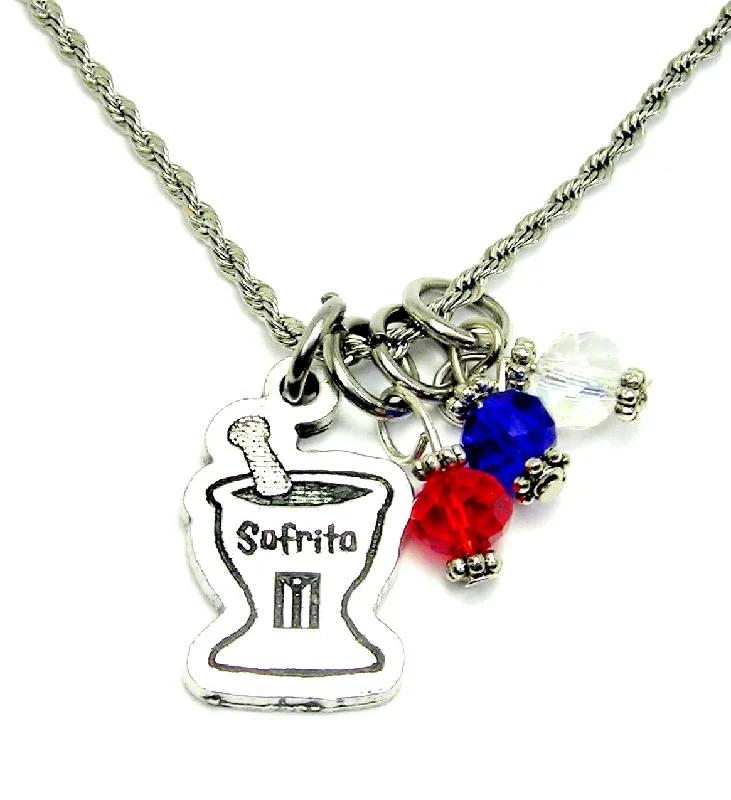 personalized heart necklaces -Sofrito taste of Puerto Rico  20" Rope Necklace Puerto Rican flag