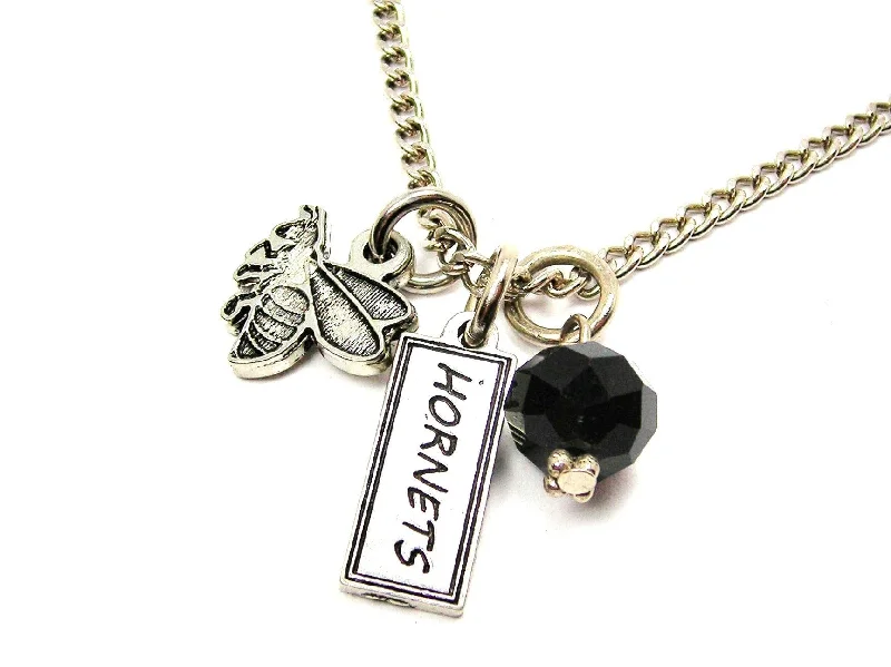 diamond pendant necklaces for women -Hornet With Hornets Tab Necklace With Crystal Accent