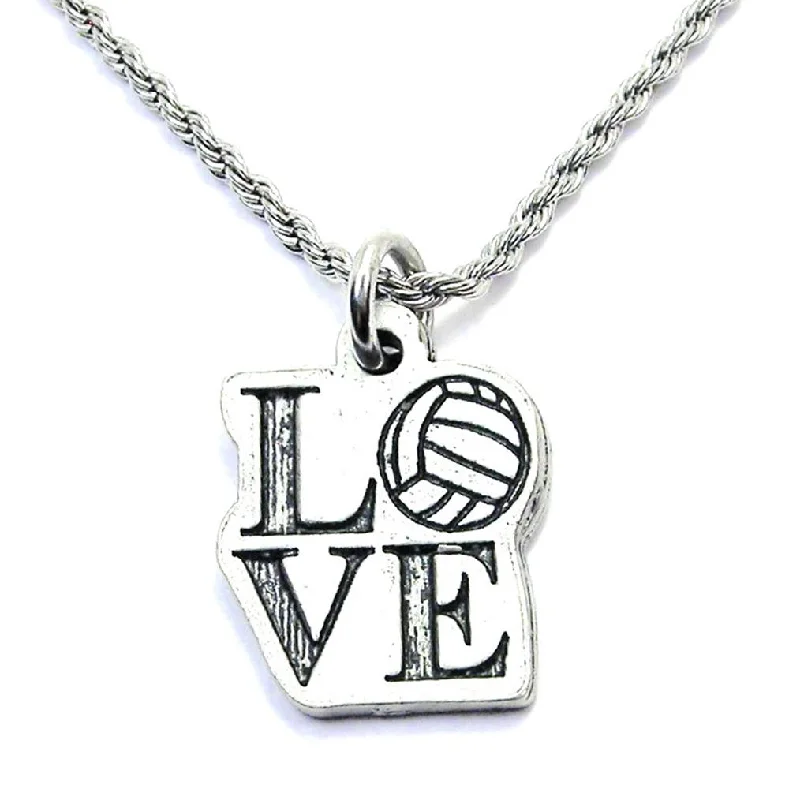 gemstone necklaces for women -Love With Volleyball O Single Charm Necklace