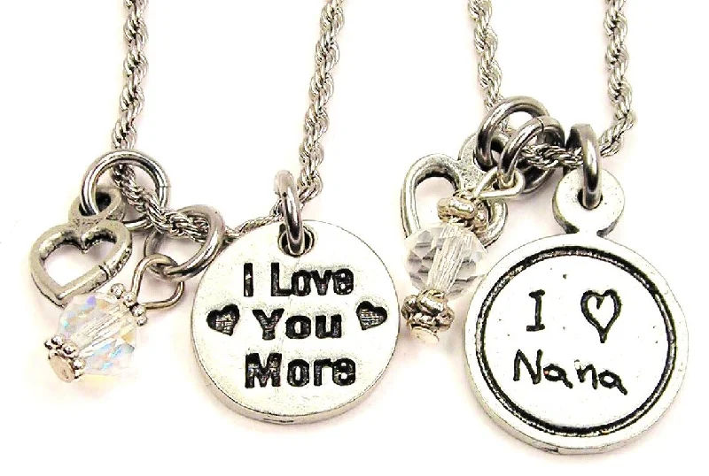 bridal pearl necklaces for women -Nana I Love You More Set Of 2 Rope Chain Necklaces