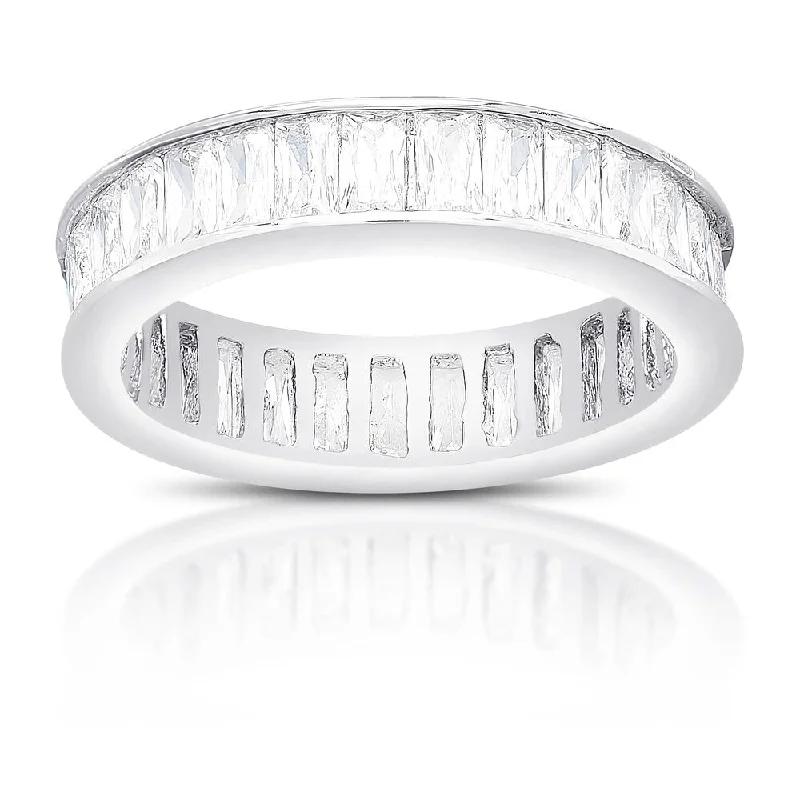 gold plated rings for women -Dolce Giavonna Sterling Silver Cubic Zirconia Eternity Style Ring