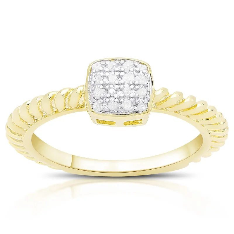 classic rings for women -Finesque Gold Over Sterling Silver 1/0 Ct TDW Diamond Square Ring