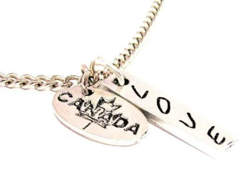 anniversary necklaces for women -Canada With Leaf Love Stick Necklace