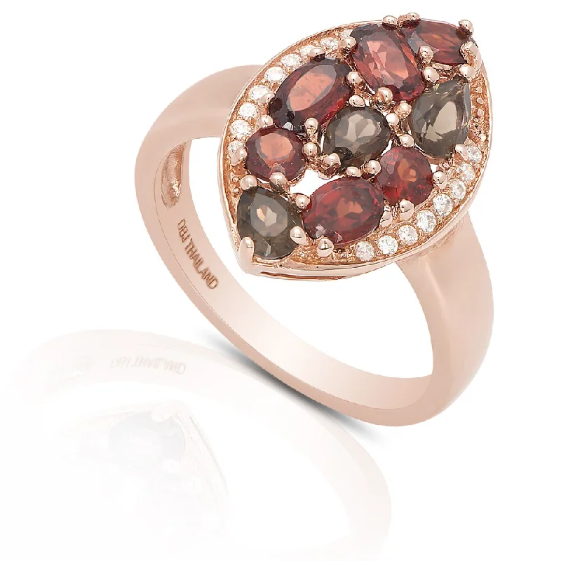 gold rings for women -Dolce Giavonna Gold Over Sterling Silver Gemstone and Cubic Zirconia Cocktail Ring