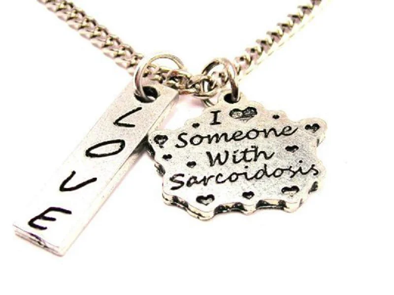 delicate necklaces for women -I Love Someone With Sarcoidosis Love Stick Necklace