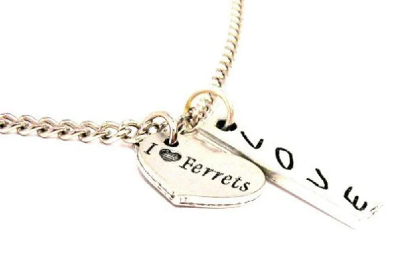 gold plated necklaces for women -I Love Ferrets Love Stick Necklace