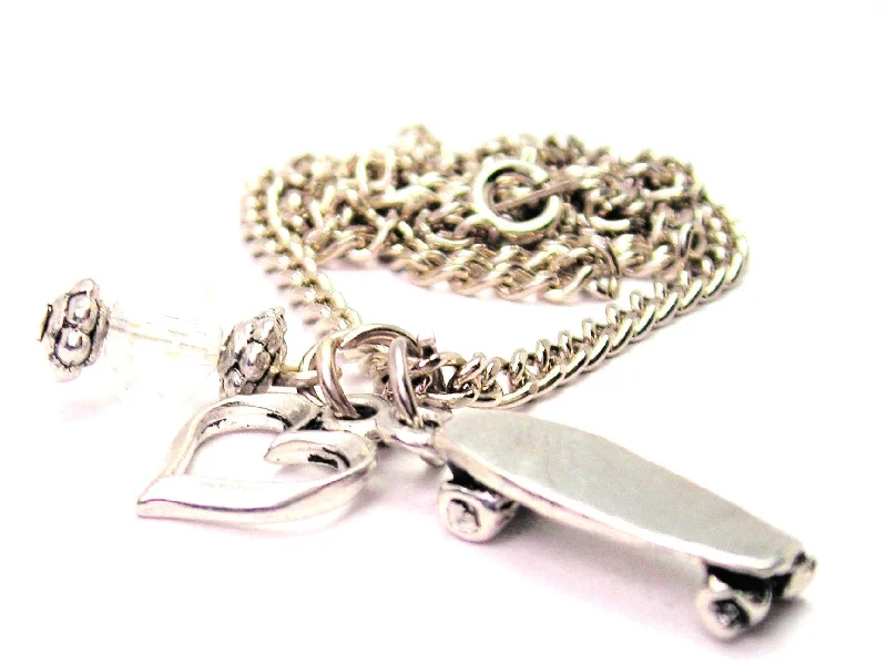 heart-shaped necklaces for women -Skateboard Necklace with Small Heart