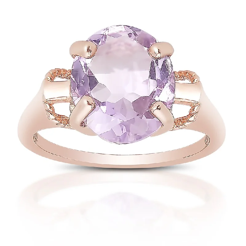 infinity rings for women -Dolce Giavonna Rose Gold Over Sterling Silver Amethyst Solitaire Ring