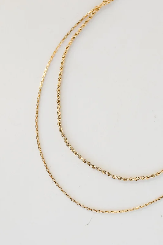 stylish necklaces for women -FINAL SALE - Natalia Gold Layered Chain Necklace