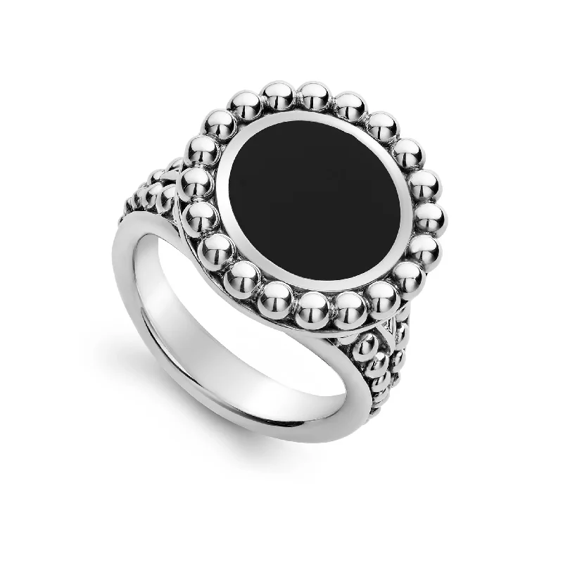 unique gemstone rings -Maya Onyx Circle Ring