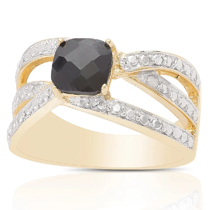 vintage engagement rings -Dolce Giavonna Gold Over Sterling Silver Sapphire and Diamond Accent Ring