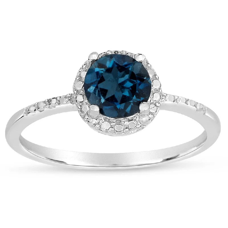 anniversary rings with diamonds -Dolce Giavonna Sterling Silver London Blue Topaz Ring