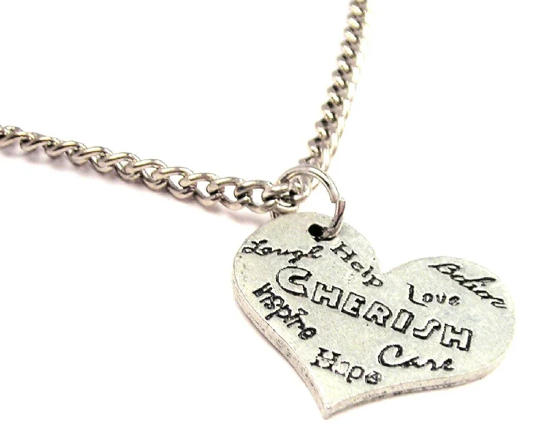 classic pendant necklaces for women -Cherish Help Love Hope Inspire Single Charm Necklace