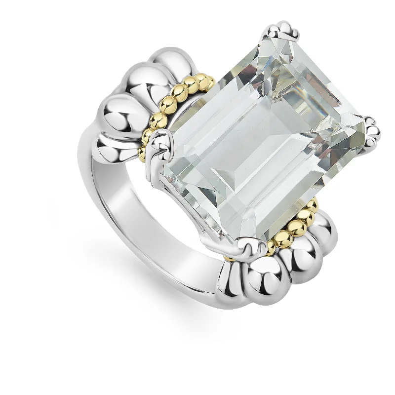 engagement rings for brides -Glacier Large Emerald-Cut White Topaz Ring