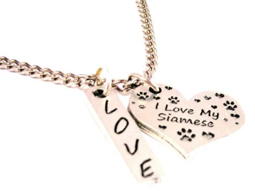 simple chain necklaces for women -I Love My Siamese Love Stick Necklace