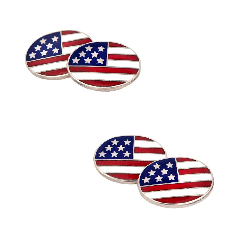 turquoise bangles for women -Deakin & Francis Late Victorian Sterling Enamel American Flag Cufflinks