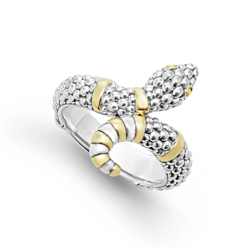 custom rings for women -Rare Wonders Two-Tone Snake Ring