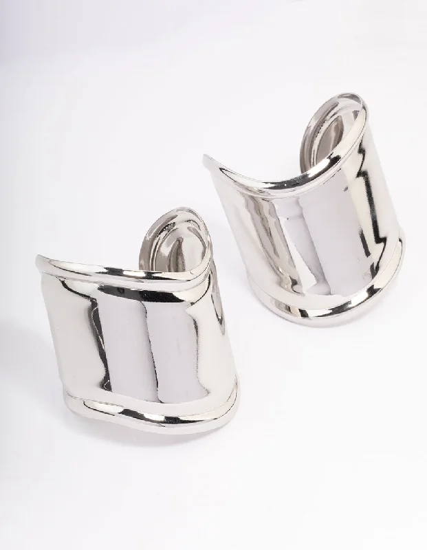 fashion bangles for women -Silver Statement Large Wrist Cuffs