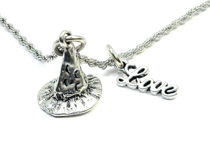 anniversary necklaces for women -Large Wizard Hat 20" Rope Necklace With Love