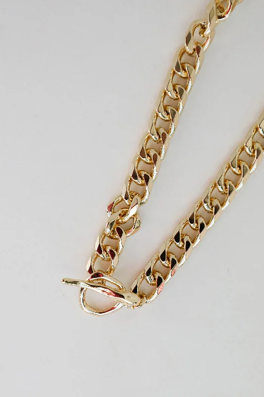 crystal pendant necklaces for women -FINAL SALE - Harley Gold Chainlink Necklace