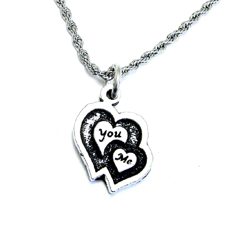 engagement necklaces for women -You and Me heart 20" Chain Necklace