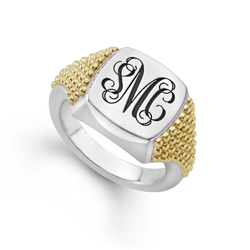 mixed metal rings for women -Signature Caviar Exclusive Signet Ring