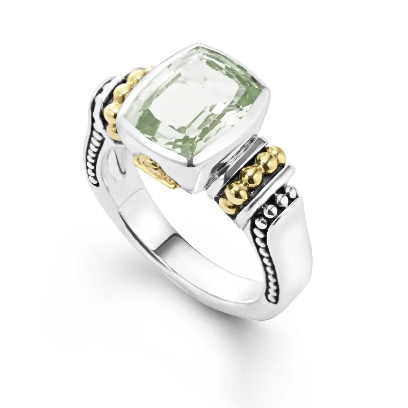 wedding bands for women -Caviar Color Bezel-Set Prasiolite Ring