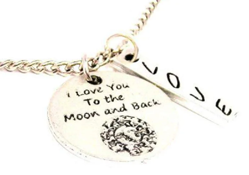 layered gold necklaces for women -I Love You To The Moon And Back Celestial Love Stick Necklace