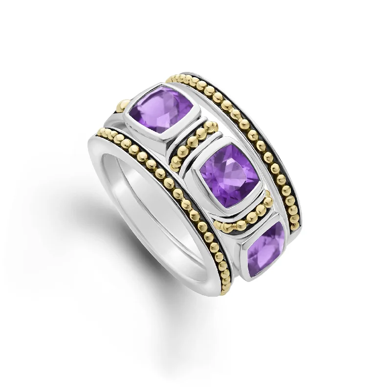 wedding rings with gemstones -Rittenhouse Amethyst Stacking Rings