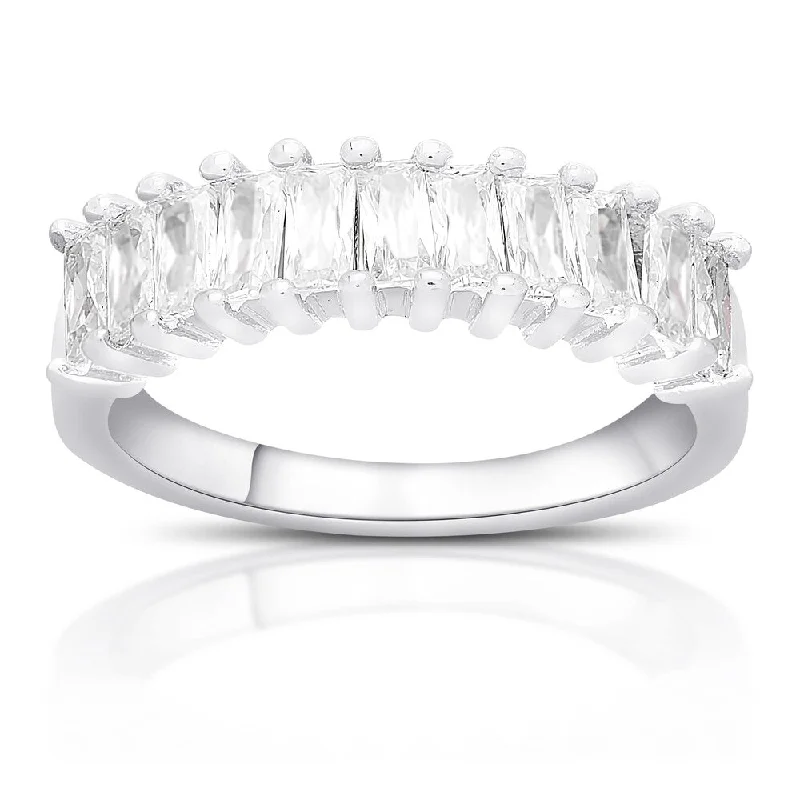 diamond wedding rings for women -Dolce Giavonna Sterling Silver Cubic Zirconia Eternity Ring