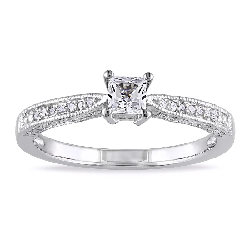 bold rings for women -Miadora Sterling Silver Created White Sapphire and Diamond Accent Promise Ring