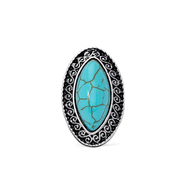 vintage diamond rings -Silver Plated Simulated Turquoise Marquise Ring