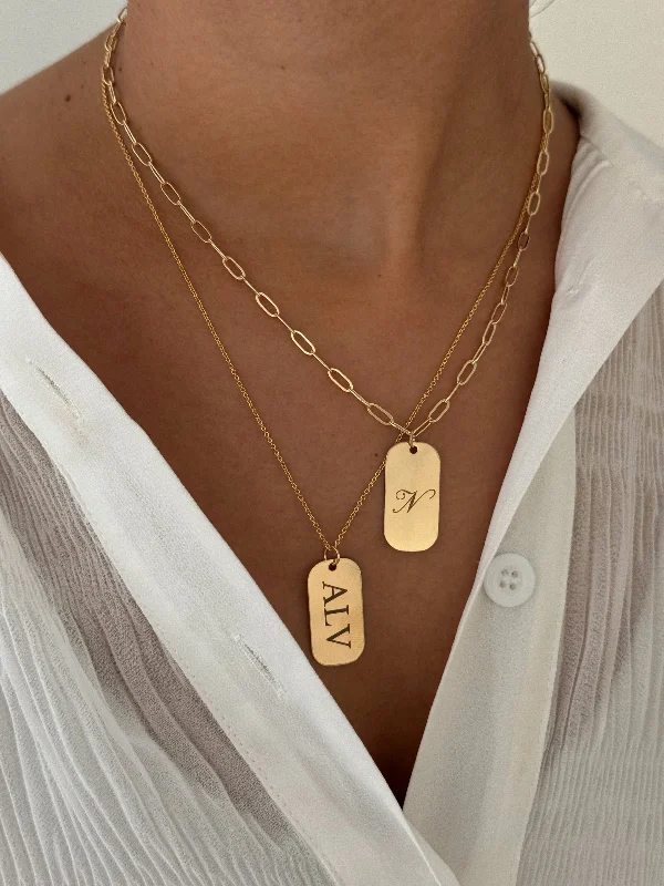 men's style necklaces for women -ENGRAVED TAG NECKLACE