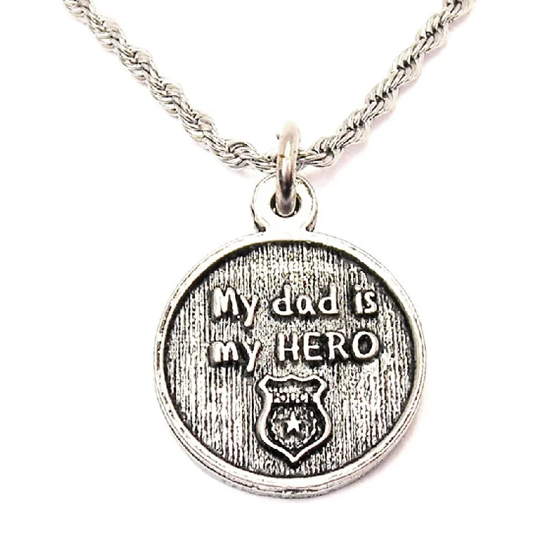 personalized heart necklaces -My Dad Is My Hero Police Badge Single Charm Necklace