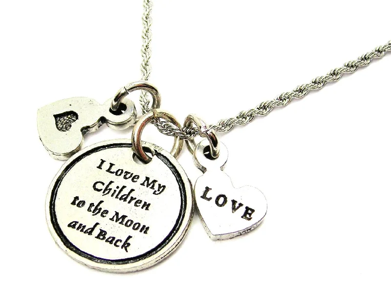 infinity necklaces for women -I Love My Children To The Moon And Back Stainless Steel Rope Chain Necklace