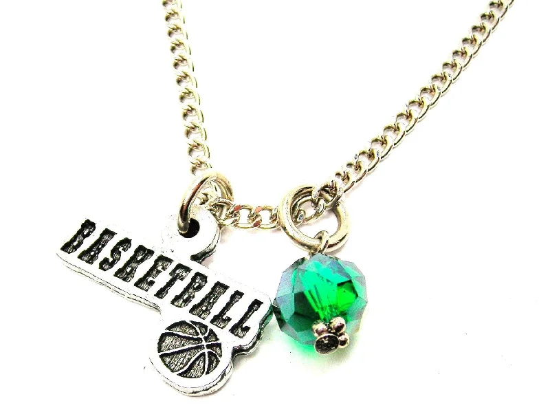 trendy pendant necklaces for women -Basketball Tab With Basketball Necklace