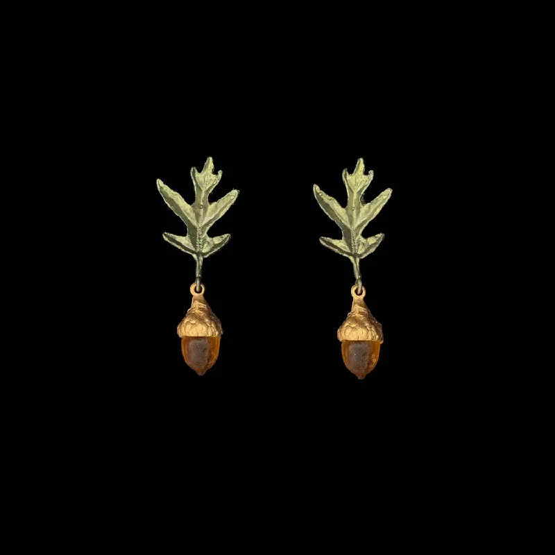 dangle earrings for women -Pin Oak Earrings - Dainty Post