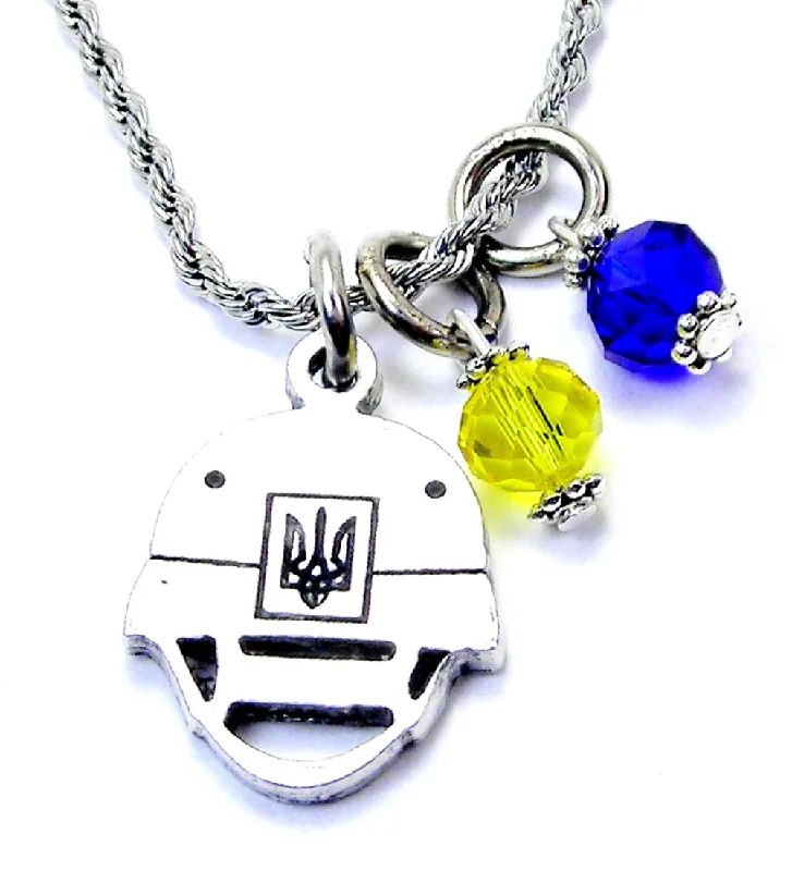 birthstone necklaces for women -Ukrainian Military Helmet Necklace with Crystal Accent