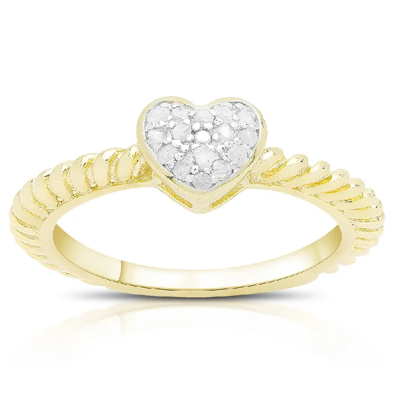 solitaire rings for women -Finesque Gold Over Sterling Silver 1/0 Ct TDW Diamond Heart Ring