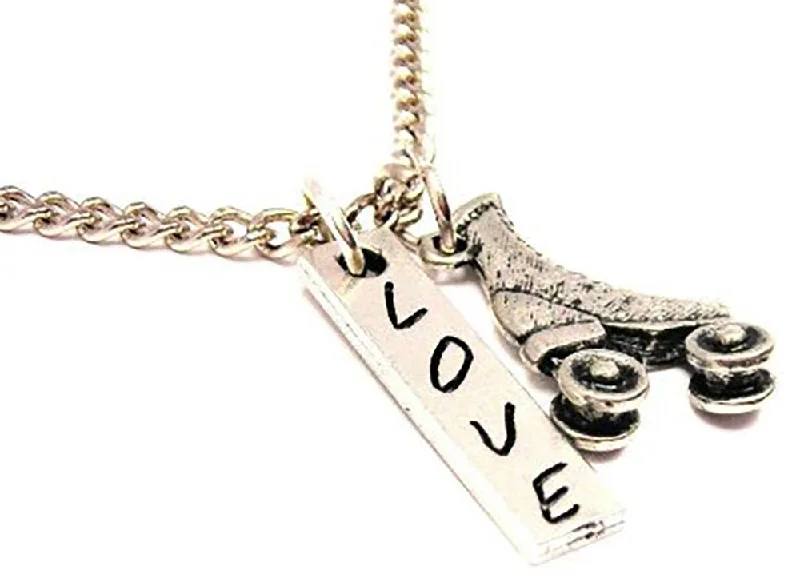 wedding necklaces for women -Roller Skate Love Stick Necklace