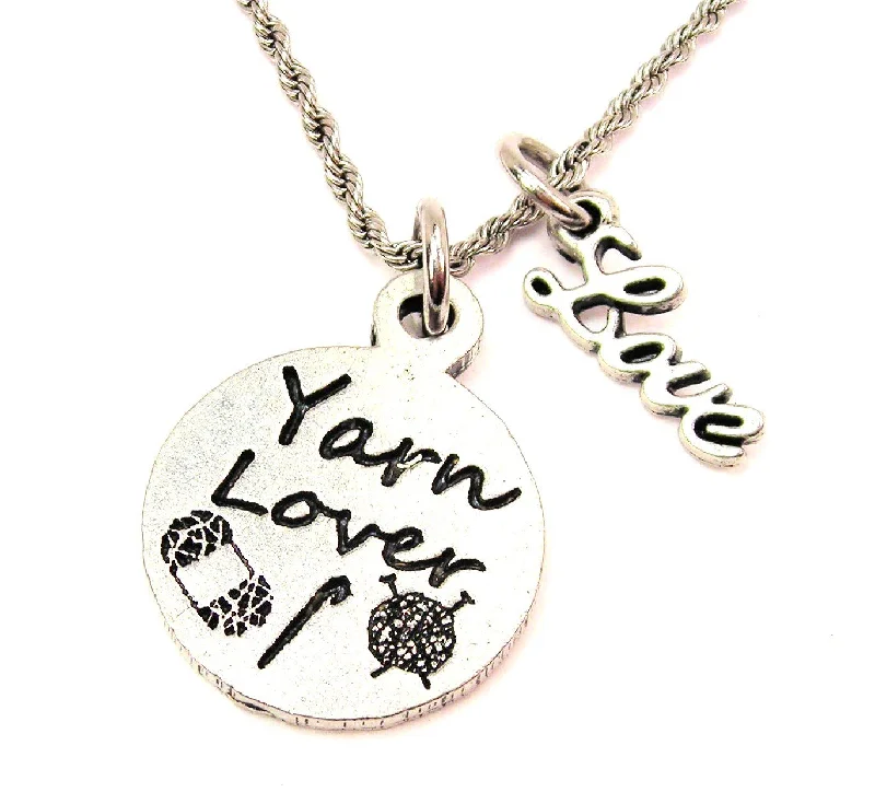 classic necklaces for women -Yarn Lover 20" Chain Necklace With Cursive Love Accent