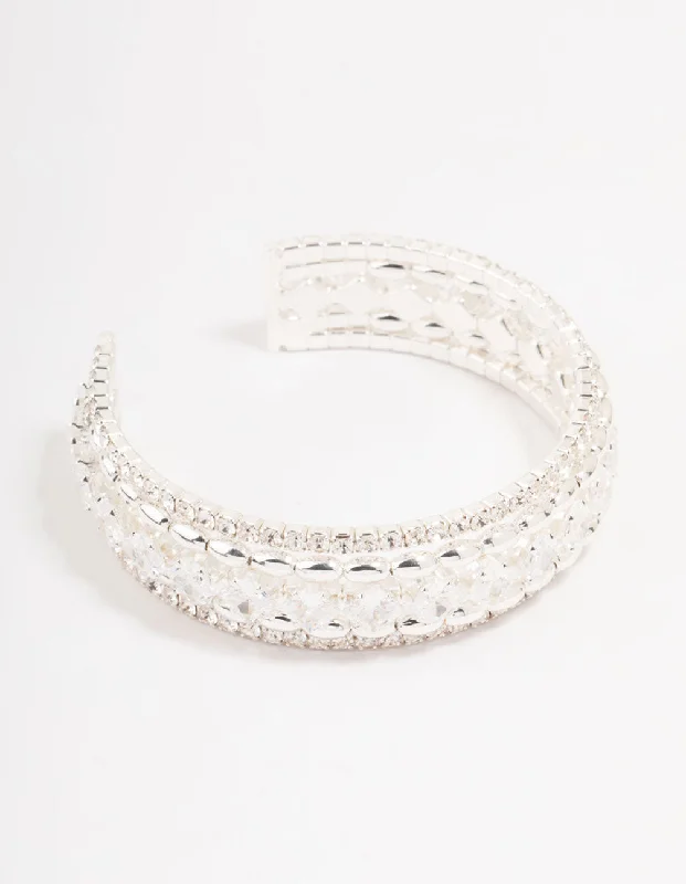 minimalist bracelets for women -Cubic Zirconia Cupchain Wrist Cuff