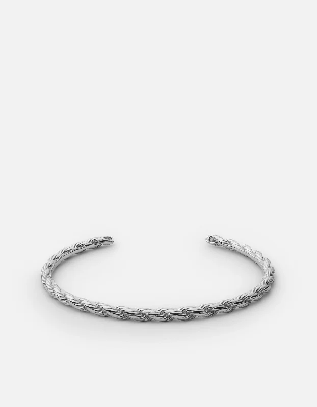 anniversary bracelets for women -Rope Chain Cuff, Sterling Silver