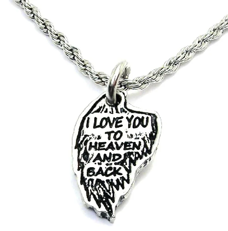 unique necklaces for women -I Love You To Heaven And Back Angel Wing Single Charm Necklace