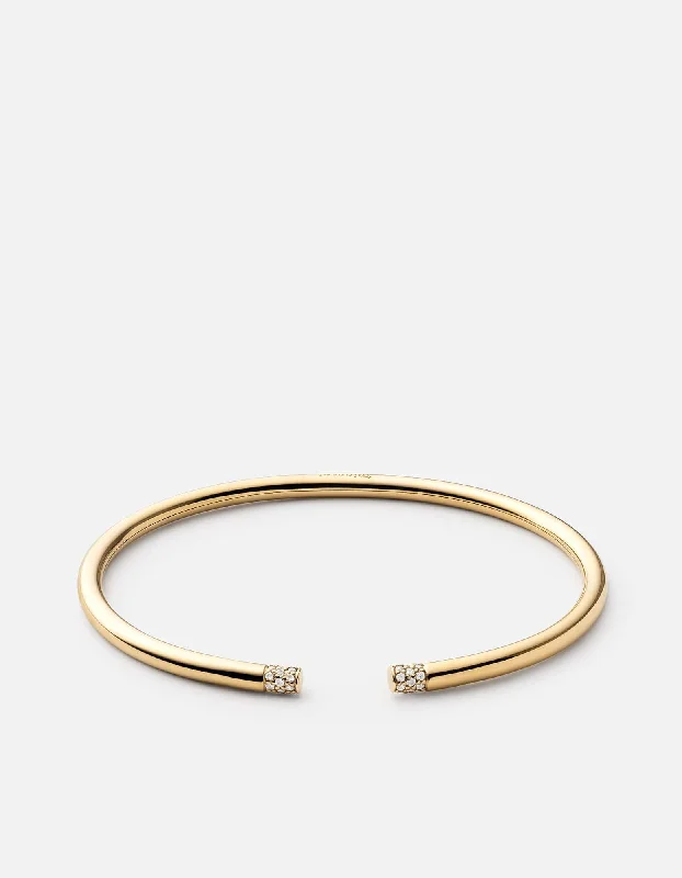 delicate bangles for women -Ella Cuff, Gold Vermeil/Sapphire