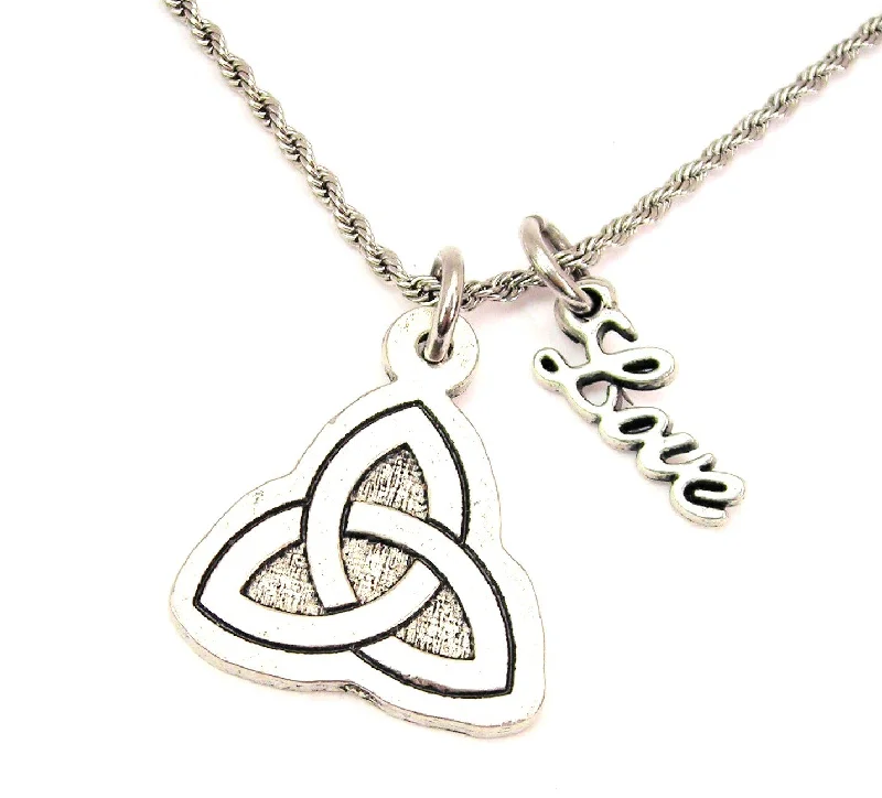 crystal necklaces for women -Triquetra 20" Chain Necklace With Cursive Love Accent